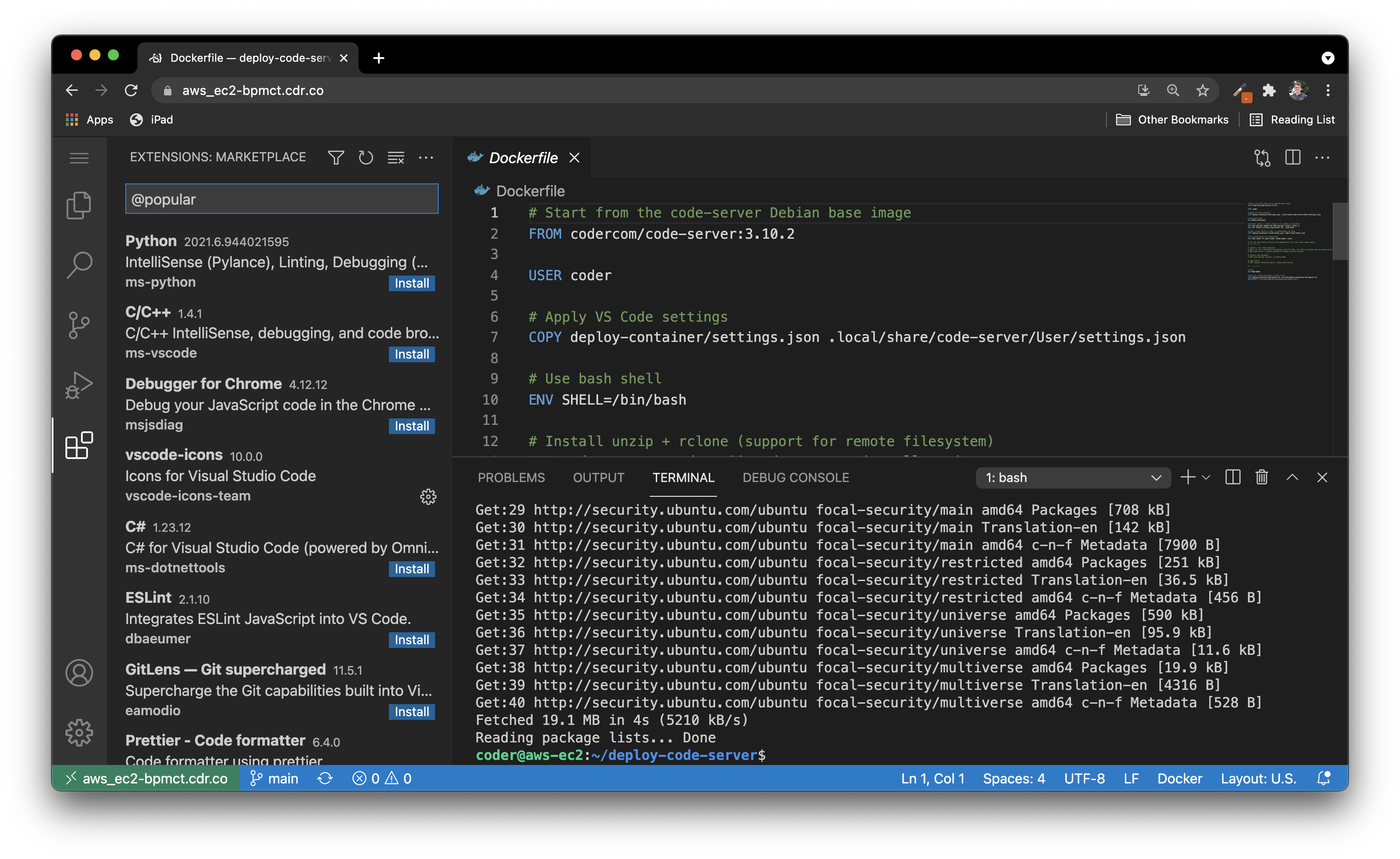 code-server and AWS EC2